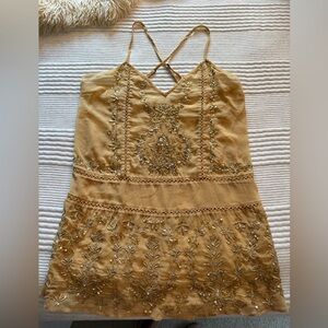 Gorgeous! Gold detail beaded sheer tunic top! In perfect condition.
